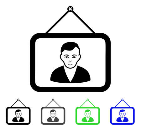 Man Portrait flat vector icon. Colored man portrait gray, black, blue, green pictogram variants. Flat icon style for web design.のイラスト素材