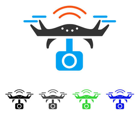 Spy Drone flat vector icon. Colored spy drone gray, black, blue, green pictogram versions. Flat icon style for graphic design.のイラスト素材