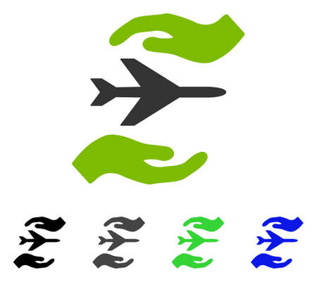 Airplane Care flat vector pictogram. Colored airplane care gray, black, blue, green icon versions. Flat icon style for application design.のイラスト素材