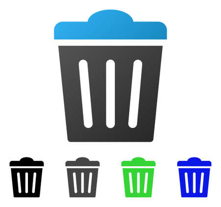 Trash Can flat vector illustration. Colored trash can gradient, gray, black, blue, green pictogram versions. Flat icon style for web design.のイラスト素材