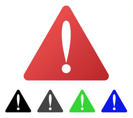 Warning Error flat vector illustration. Colored warning error gradient, gray, black, blue, green pictogram variants. Flat icon style for graphic design.のイラスト素材