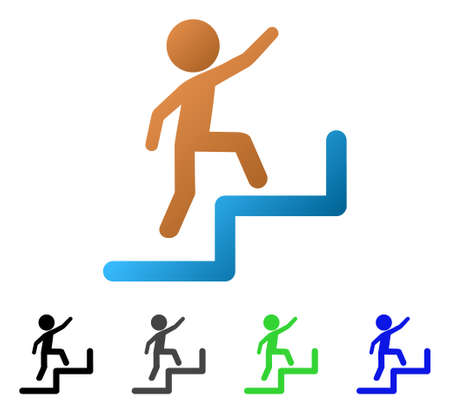 Child Steps Upstairs flat vector illustration. Colored Child steps upstairs gradiented, gray, black, blue, green pictogram versions. Flat icon style for application design.のイラスト素材