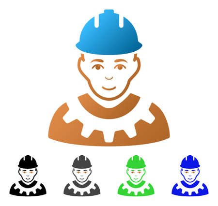 Industrial Builder flat vector illustration. Colored industrial builder gradiented, gray, black, blue, green icon variants. Flat icon style for web design.のイラスト素材