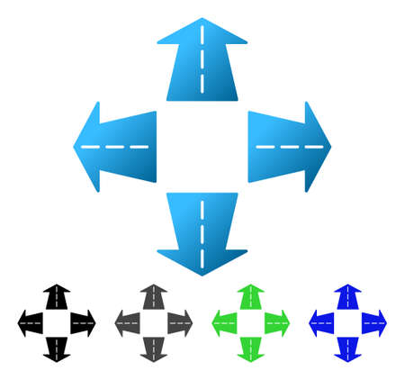 Road Directions flat vector pictograph. Colored road directions gradiented, gray, black, blue, green pictogram variants. Flat icon style for web design.のイラスト素材