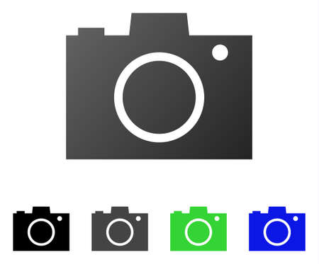 Photo Camera flat vector pictogram. Colored photo camera gradient, gray, black, blue, green icon variants. Flat icon style for graphic design.のイラスト素材