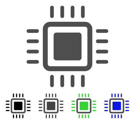 Processor flat vector icon. Colored processor, gray, black, blue, green icon versions. Flat icon style for graphic design.のイラスト素材