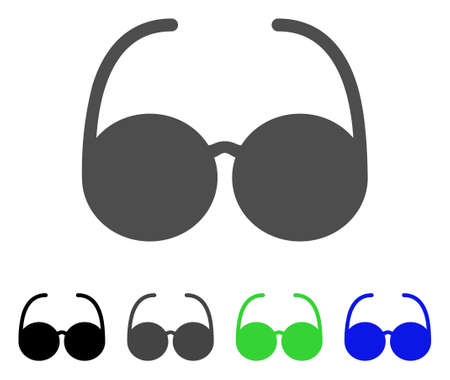 Sun Glasses flat vector icon. Colored sun glasses, gray, black, blue, green icon versions. Flat icon style for application design.のイラスト素材