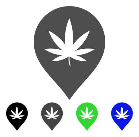 Cannabis Marker flat vector pictogram. Colored cannabis marker, gray, black, blue, green icon variants. Flat icon style for web design.のイラスト素材