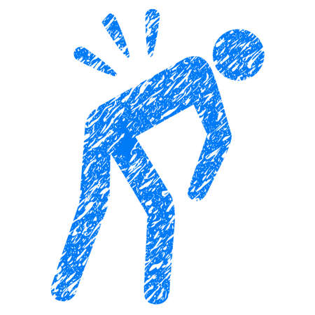 Grunge Backache icon with grunge design and scratched texture. Unclean vector blue pictogram for rubber seal stamp imitations and watermarks. Draft emblem symbol.のイラスト素材