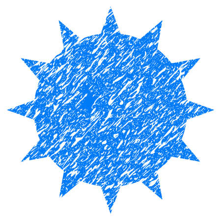 Grunge Bacterium icon with grunge design and dirty texture. Unclean vector blue pictogram for rubber seal stamp imitations and watermarks. Draft emblem symbol.のイラスト素材