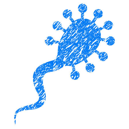 Grunge Bloodsucker icon with grunge design and dust texture. Unclean vector blue pictogram for rubber seal stamp imitations and watermarks. Draft emblem symbol.のイラスト素材