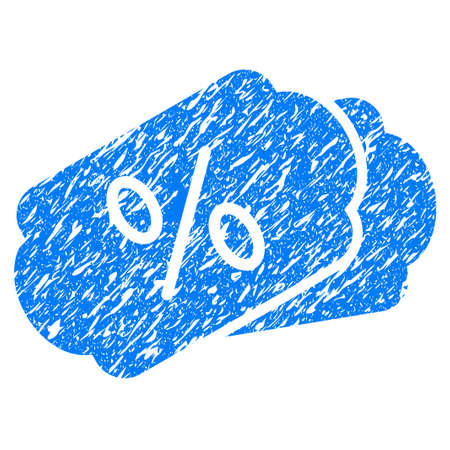 Grunge Discount Coupons icon with grunge design and dirty texture. Unclean vector blue pictogram for rubber seal stamp imitations and watermarks. Draft sign symbol.のイラスト素材