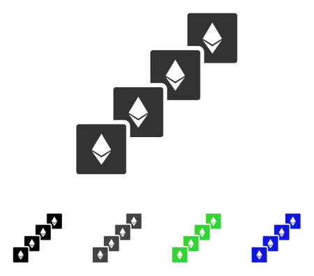 Ethereum Blockchain flat vector pictograph. Colored ethereum blockchain, gray, black, blue, green icon versions. Flat icon style for graphic design.のイラスト素材