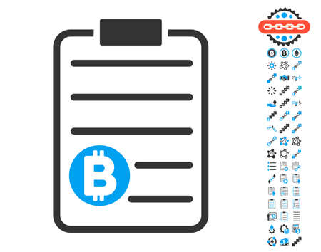 Bitcoin Price List pictograph with bonus blockchain symbols. Vector illustration style is flat iconic symbols,modern colors.のイラスト素材