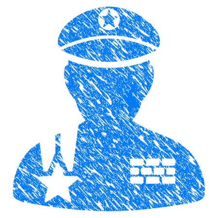Grunge Army General icon with grunge design and scratched texture. Unclean raster blue pictogram for rubber seal stamp imitations and watermarks. Draft emblem symbol.の写真素材