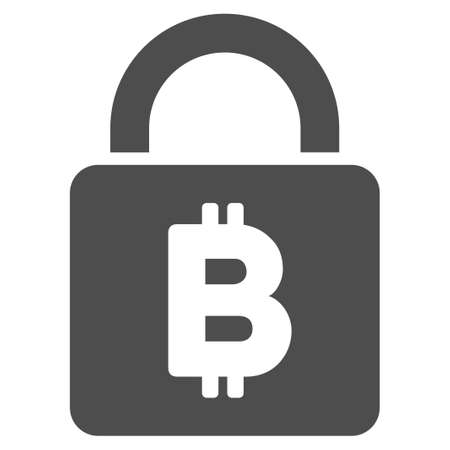 Bitcoin Lock flat vector pictogram for application and web design.のイラスト素材