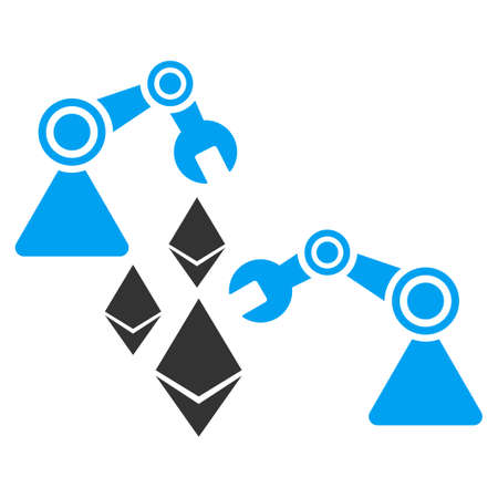 Ethereum Mine Robotics flat vector pictogram for application and web design.のイラスト素材