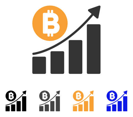 Bitcoin Bar Chart Trend icon. Vector illustration style is flat iconic symbol with black, grey, orange, blue color variants. Designed for web and software interfaces.のイラスト素材