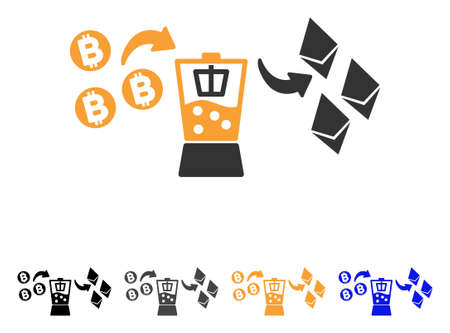 Bitcoin Ethereum Mixer icon. Vector illustration style is flat iconic symbol with black, grey, orange, blue color variants. Designed for web and software interfaces.のイラスト素材