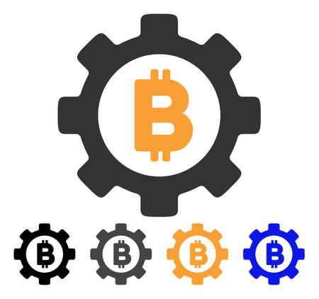 Bitcoin Gear icon. Vector illustration style is flat iconic symbol with black, grey, orange, blue color variants. Designed for web and software interfaces.のイラスト素材
