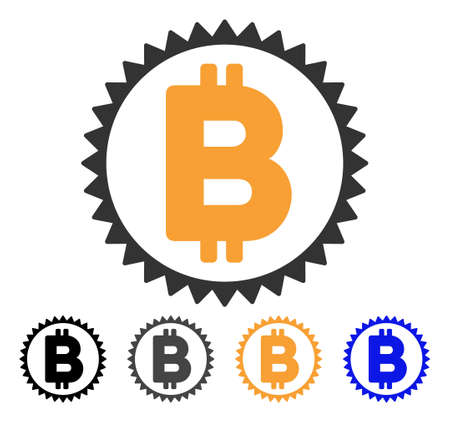 Bitcoin Medal Coin icon. Vector illustration style is flat iconic symbol with black, gray, orange, blue color variants. Designed for web and software interfaces.のイラスト素材