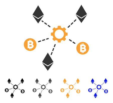 Cryptocurrency Network Nodes icon. Vector illustration style is flat iconic symbol with black, gray, orange, blue color variants. Designed for web and software interfaces.のイラスト素材