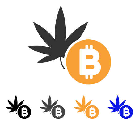 Cannabis Bitcoin icon. Vector illustration style is flat iconic symbol with black, grey, orange, blue color variants. Designed for web and software interfaces.のイラスト素材