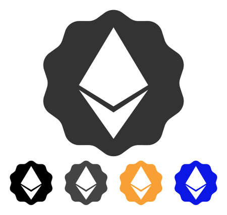 Ethereum Badge Seal icon. Vector illustration style is flat iconic symbol with black, gray, orange, blue color variants. Designed for web and software interfaces.のイラスト素材