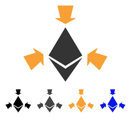 Ethereum Collect Arrows icon. Vector illustration style is flat iconic symbol with black, grey, orange, blue color variants. Designed for web and software interfaces.のイラスト素材