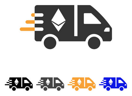 Ethereum Fast Delivery Car icon. Vector illustration style is flat iconic symbol with black, gray, orange, blue color variants. Designed for web and software interfaces.のイラスト素材
