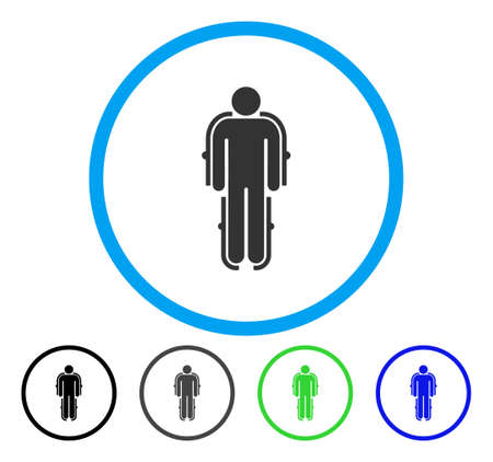 Exoskeleton rounded icon. Vector illustration style is a flat iconic symbol inside a circle, black, gray, blue, green versions. Designed for web and software interfaces.のイラスト素材