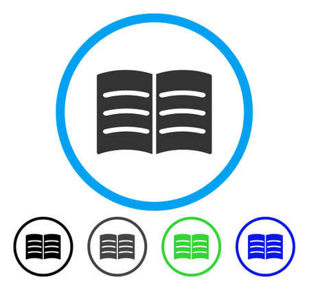 Open Book rounded icon. Vector illustration style is a flat iconic symbol inside a circle, black, gray, blue, green versions. Designed for web and software interfaces.のイラスト素材