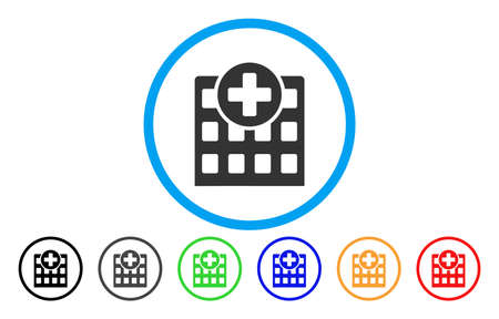 Hospital rounded icon. Vector illustration style is a flat iconic symbol inside a circle, with black, gray, green, blue, orange, red color versions. Designed for web and software interfaces.のイラスト素材