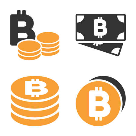 Bitcoin Cash vector icon set. Style is bicolor flat symbols.