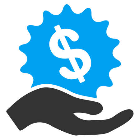 Financial Offer Hand raster icon. Flat bicolor blue and gray symbol. Pictogram is isolated on a white background. Designed for web and software interfaces.の写真素材