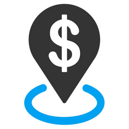 Dollar Placement vector icon. Flat bicolor blue and gray symbol. Pictogram is isolated on a white background. Designed for web and software interfaces.のイラスト素材