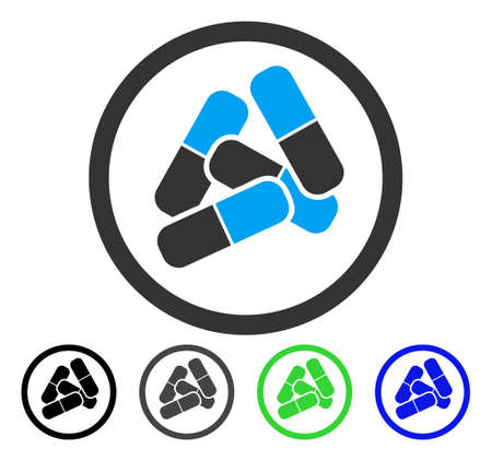 Drugs Pills vector pictograph. Style is a flat graphic symbol in black, grey, blue, green color variants. Designed for web and mobile apps.のイラスト素材