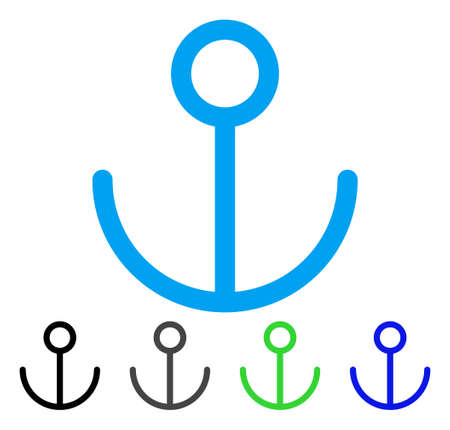 Anchor vector pictogram. Style is a flat graphic symbol in black, grey, blue, green color variants....