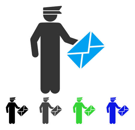 Postman vector icon. Style is a flat graphic symbol in black, gray, blue, green color variants. Designed for web and mobile apps.のイラスト素材