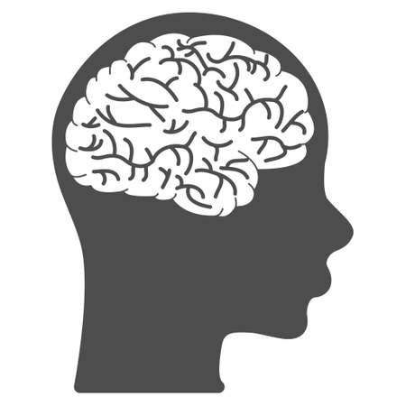 Brain vector icon. Style is flat graphic gray symbol.のイラスト素材