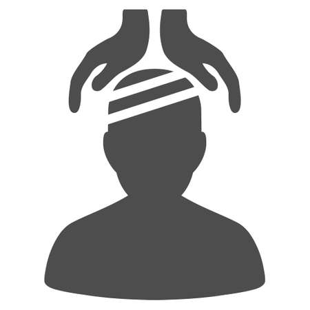 Psychiatry Patient Cure Hands vector icon. Style is flat graphic gray symbol.のイラスト素材