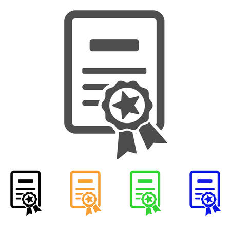 Certificate vector pictograph. Style is a flat graphic symbol in grey, black, yellow, blue, green color variants. Designed for web and mobile apps.のイラスト素材