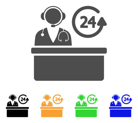 Hospital Reception Desk vector icon. Style is a flat graphic symbol in grey, black, yellow, blue, green color versions. Designed for web and mobile apps.のイラスト素材