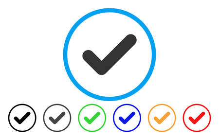 Yes rounded icon. Vector illustration style is a grey flat iconic yes symbol inside a circle. Additional color variants are black, grey, green, blue, red, orange.のイラスト素材