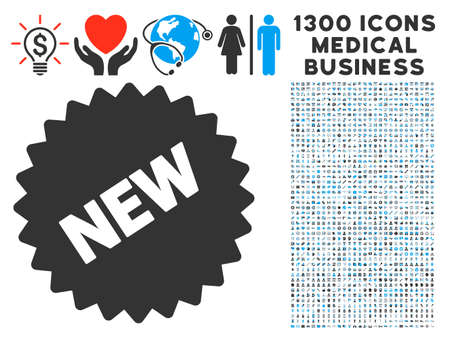 New Sticker gray vector icon with 1300 doctor commerce pictograms. Collection style is flat bicolor light blue and gray pictograms.のイラスト素材
