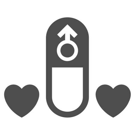 Love Medication Pill vector pictograph. Style is flat graphic grey symbol.のイラスト素材