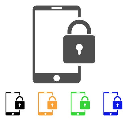 Lock Smartphone icon. Vector illustration style is a flat iconic lock smartphone symbol with black, grey, green, blue, yellow color versions. Designed for web and software interfaces.のイラスト素材