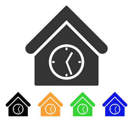 Clock Building icon. Vector illustration style is a flat iconic clock building symbol with black, gray, green, blue, yellow color variants. Designed for web and software interfaces.のイラスト素材