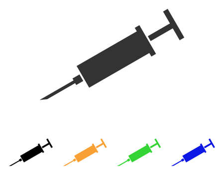 Syringe icon. Vector illustration style is a flat iconic syringe symbol with black, gray, green, blue, yellow color variants. Designed for web and software interfaces.のイラスト素材