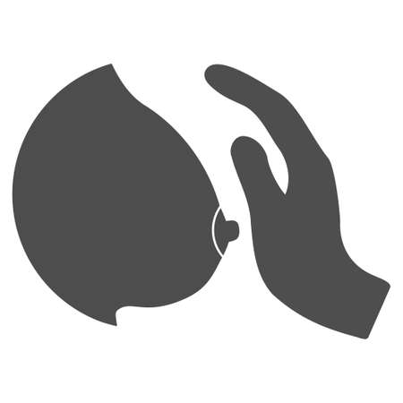 Touch Female Breast vector pictogram. Style is flat graphic gray symbol.のイラスト素材